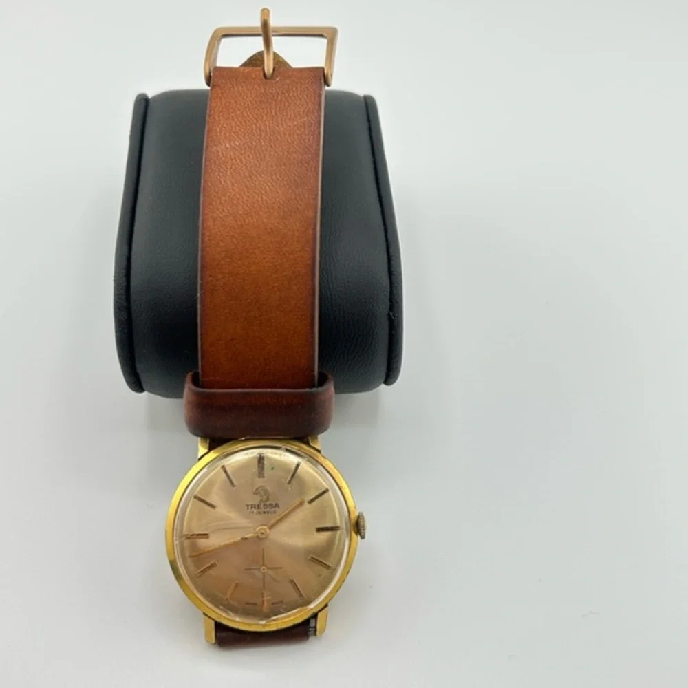 TRESSA 17 JEWELS Vintage SWISS MEN'S FULL WORKING daily scratches #551